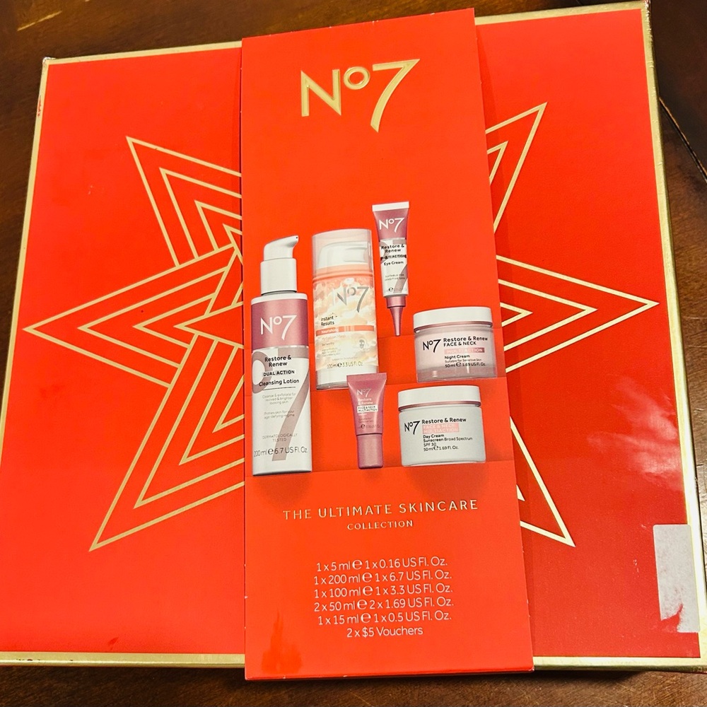 No 7 Ultimate Skincare Collection Restore & Renew Cream,Serum, Mask Cleanse New.